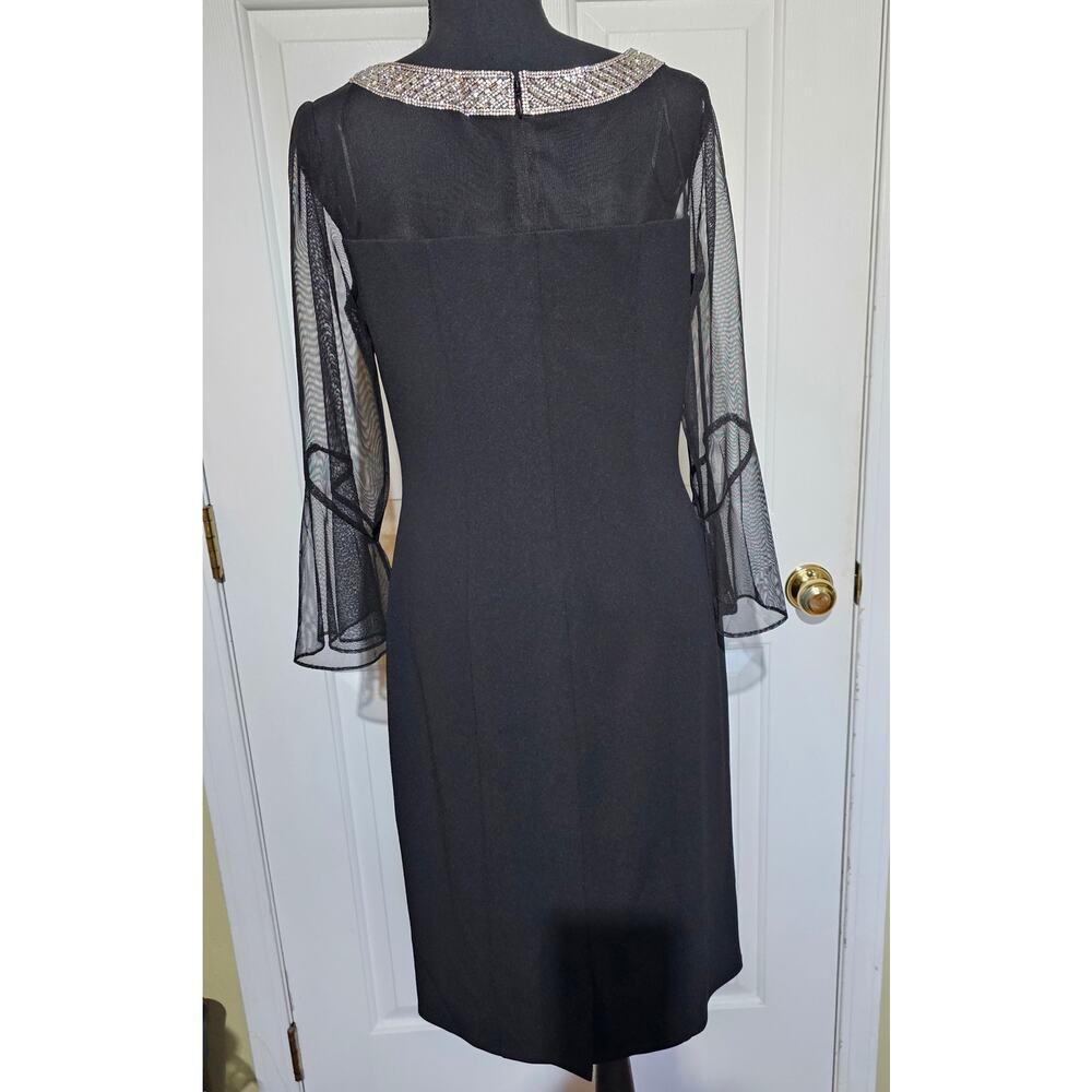 Alex Evenings Size 8 Black Rhinestone Beaded Neck Mesh  Cocktail Dress - Picture 3 of 6
